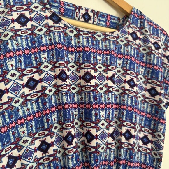 Pink Republic | Short Sleeve Geometric Print A Line Dress Size XS - Picture 3 of 6